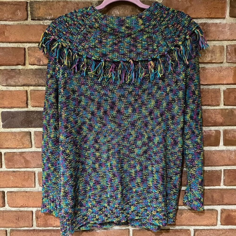 Ruby Rd Multicolor Layered Neck Top with Fringe Large - Picture 9 of 10